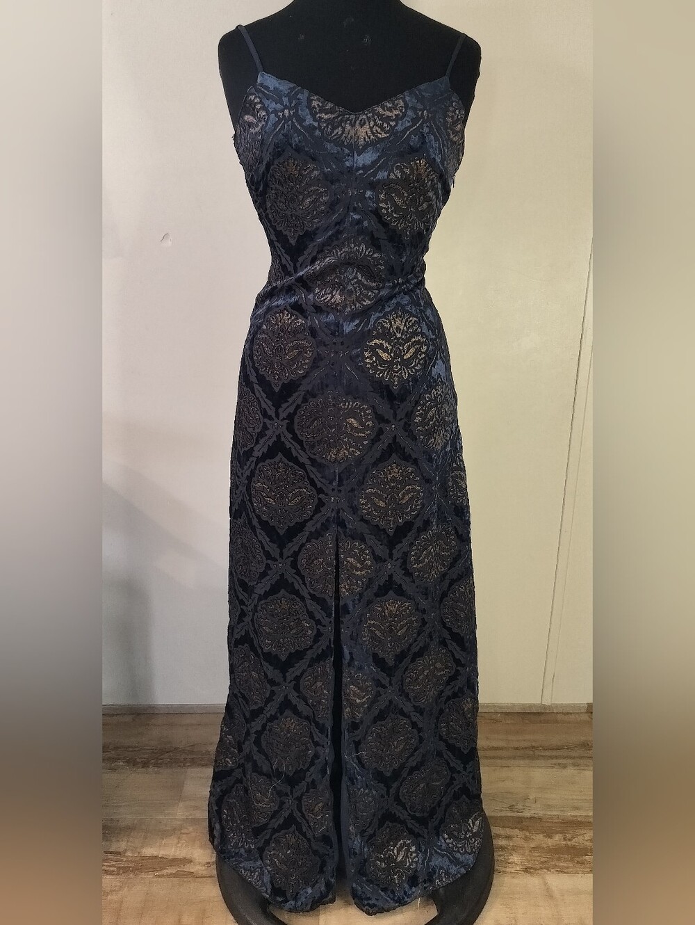 Denim & Supply Ralph Lauren Navy Blue Strapless Lace-Pattern Slip Dress